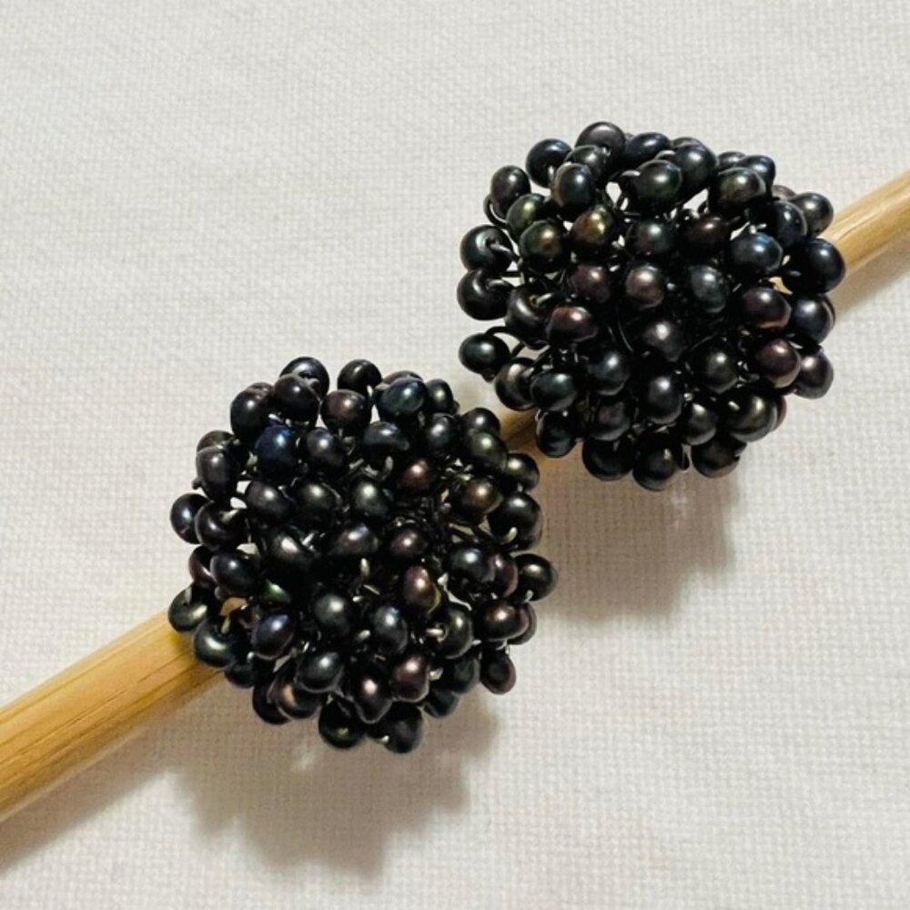 Vintage Freshwater Pearl Cluster Clip-On Earrings